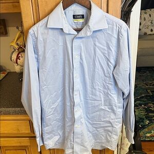 Chaps Comfort Stretch Slim Fit Sky Blue Button Down Dress Shirt
